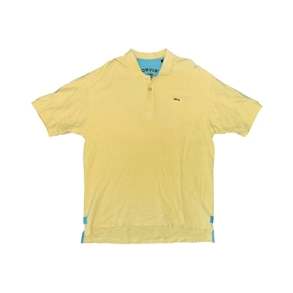 Orvis Polo Shirt Short Sleeve Two-Tone Casual Everyday Top Yellow L